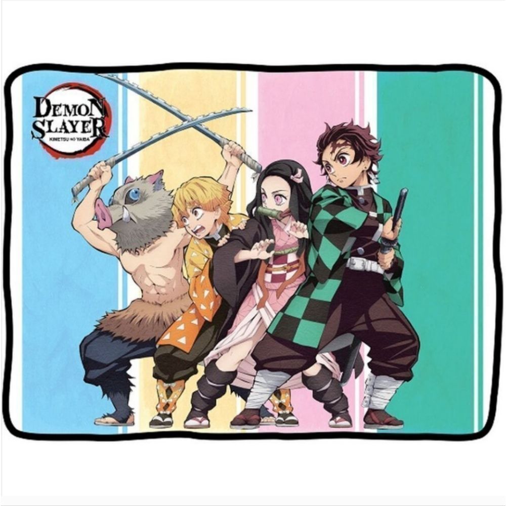 Demon Slayer Group Stripe Fleece blanket